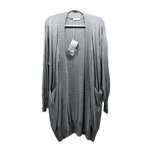 Neu Nomads Womens Gray Longline Cashmere Cardigan Size XL Cotton Open Front